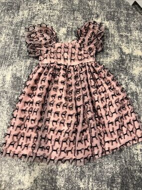 Biscotti Pink Dress with Black Overlay Bows